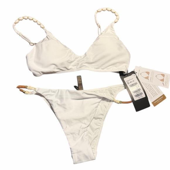 Vix Paula Hermanny Other - NEW Vix Paula Hermanny Swim Bikini Set Bikini Top & Cheeky Bottom White Beaded